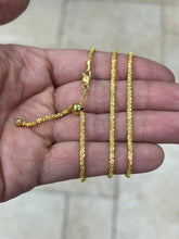 Adjustable 14K Yellow Gold Over 925 Sterling Silver Sparkle Glitter Margarita Twisted Rock Chain 2.50mm Necklace, Diamond Cut